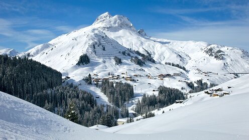 View of the village Warth-Schröcken in winter 