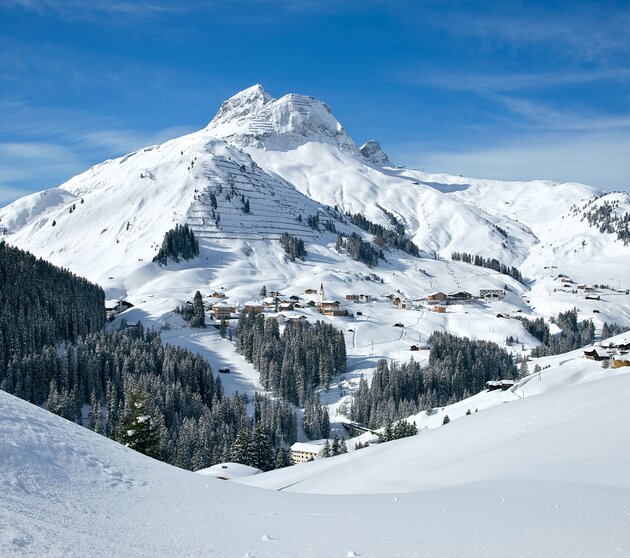 View of the village Warth-Schröcken in winter 