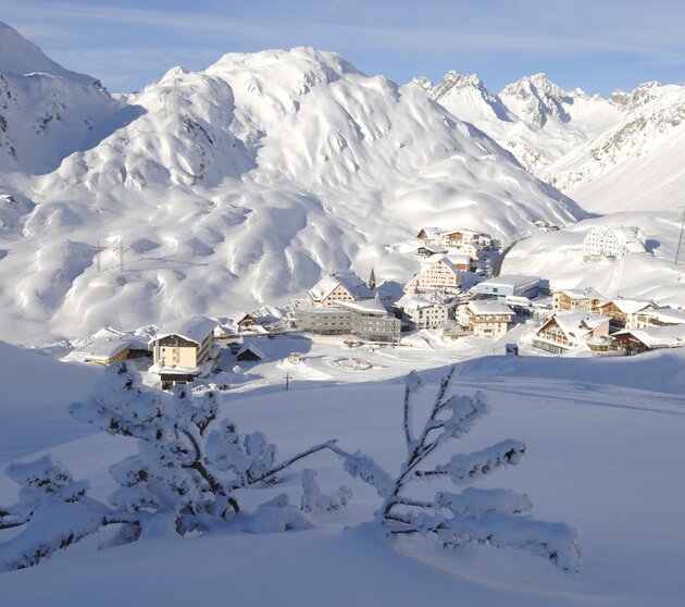 Winter landscape of St Christoph am Arlberg