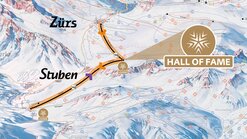 Map of the slopes with the location of the Hall-of-Fame