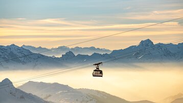 Gondola in the Ski Arlberg region at sunrise